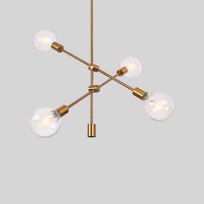 Sputnik Hanging Chandelier Contemporary Metal 4 Lights Brass Ceiling Pendant Light