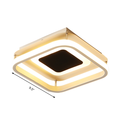 Square Acrylic Ceiling Lighting Fixture Modern Black LED Semi Flush Mount Light in Remote Control Stepless Dimming/Warm/White Light