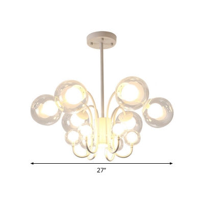 White 12 Heads Ceiling Chandelier Modern Global Hanging Pendant Light with Clear Glass Shade