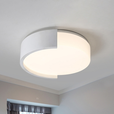 White Drum Ceiling Lighting Simple Style Acrylic LED Flush Mount Light Fixture in Warm/White Light, 16