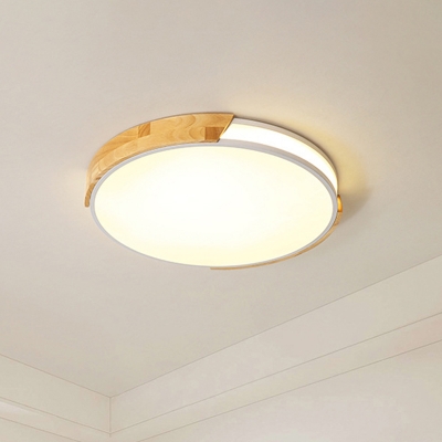 White Drum Shaped Flush Mount Ceiling Fixture Modern Style 16