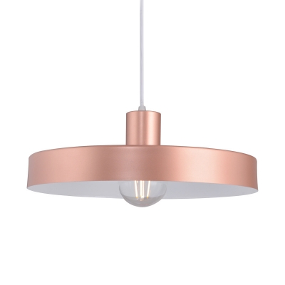 1 Bulb Round Pendant Light Contemporary Metal Suspended Lighting Fixture in Pink