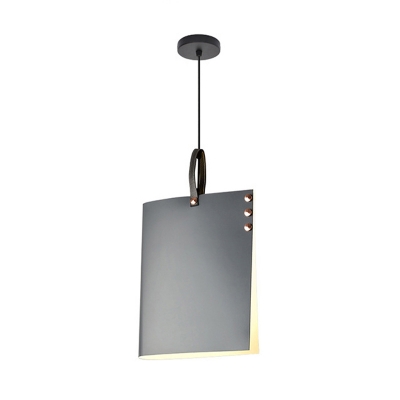 1 Head Rectangular Down Lighting Contemporary Metal Hanging Light Fixture in Grey