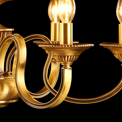 3/5/6 Bulbs Starburst Ceiling Chandelier Colonial Metal Hanging Pendant Light in Brass