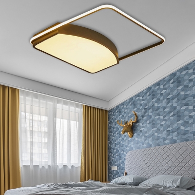 Acrylic Geometric Flush Mount Lamp Modern Black LED Ceiling Light Fixture, 21.5