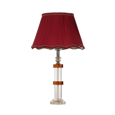 Barrel Bedroom Table Light Retro Beveled Crystal Prism Single Light Red Nightstand Lamp