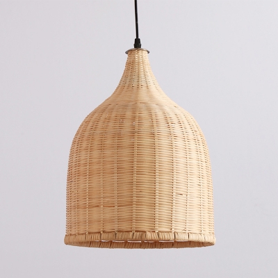 Basket Shaped Dining Room Suspension Pendant Light Bamboo 11