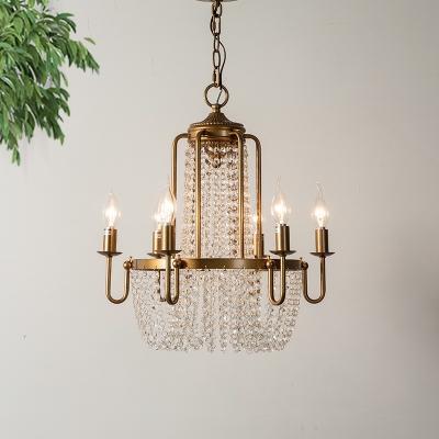 Brass Beaded Chandelier Lighting Rustic Crystal 6/8/10 Lights Living Room Suspension Lamp