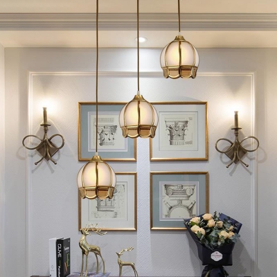 Cream Glass Gold Hanging Light Blossom 1 Light Vintage Down Lighting Pendant for Living Room