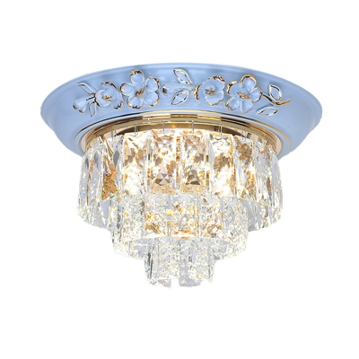 Crystal Block Tiered Ceiling Mounted Light Contemporary Blue/Beige LED Flush Light, 12