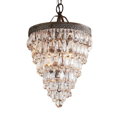 Crystal Bronze Chandelier Tiered 8 Lights Traditional-Style Down Lighting Pendant for Living Room