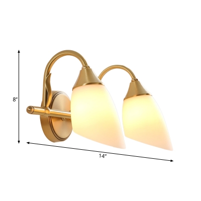 Dome Metal Vanity Wall Sconce Traditional 2/3 Heads Bathroom Wall Mount Light in Brass