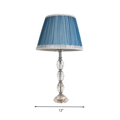 Fabric Cone Table Light Traditionalist Single Head Restaurant Nightstand Lamp in Blue