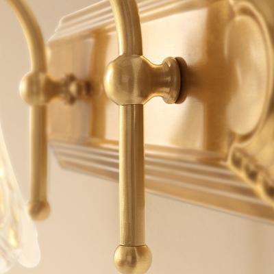 Floral Bathroom Vanity Sconce Traditionalist Metal 2/3 Bulbs Brass Wall Light Fixture