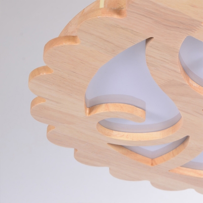 Flower Flushmount Lighting Modern Style Wood LED Beige Ceiling Flush Mount for Living Room