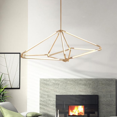 Geometric Chandelier Light Contemporary Metal 12 Lights Living Room Hanging Lamp in Gold