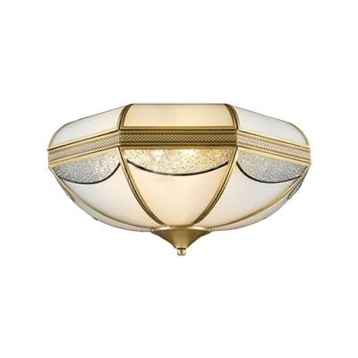 Gold 2/3/5 Lights Flushmount Light Vintage Milky Glass Bowl Ceiling Flush Mount for Corridor in Gold, 14