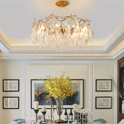 Gold Spiral Chandelier Light Modernism 6 Heads LED Clear Crystal Pendant Lighting for Living Room