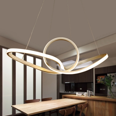 Gold Twist Chandelier Lighting Simple Style Acrylic LED Pendant Light Kit in Warm/White Light