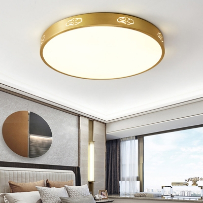Metal Disk Flush Mount Light Fixture Postmodern Gold LED Ceiling Lighting, 12