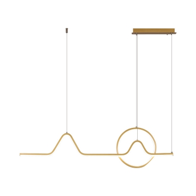 Metal Geometric Chandelier Lamp Contemporary Gold LED Pendant Light Kit, Warm/White Light