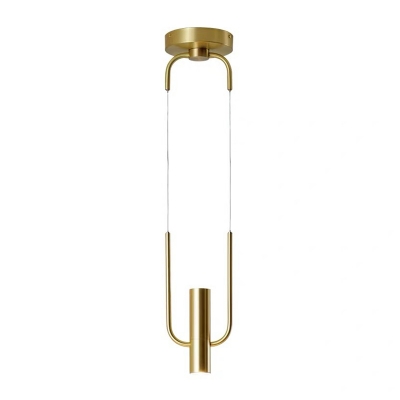 Minimalist U-Shaped Metal Ceiling Pendant Light 1 Light Hanging Lamp Kit in Gold for Dining Room