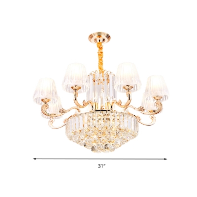 Modern Style Tapered Ceiling Chandelier 6/8/10 Lights Living Room Pendant Light Fixture in Gold