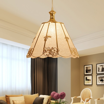 Plastic Gold Hanging Light Flared/Flower/Triangle 1 Light Vintage Down Lighting Pendant for Restaurant
