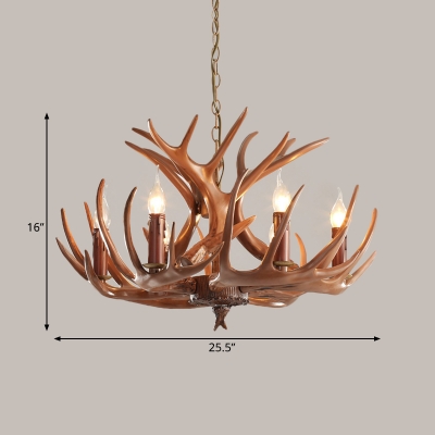 Resin Branch Hanging Chandelier Tradition 6/8 Heads Ceiling Suspension Lamp in Brown