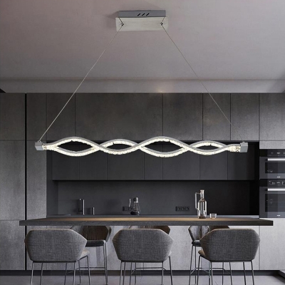 Silver Twist Chandelier Lighting Modernist LED Crystal Pendant Light Fixture for Dining Room