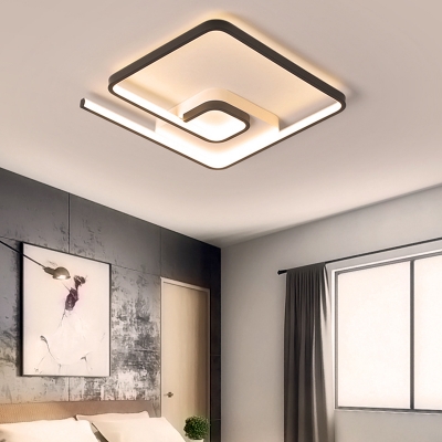 Square Acrylic Ceiling Fixture Modernism White/Black-White LED Flush Light in Warm/White Light, 16.5