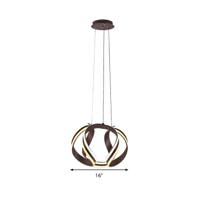 Twist Ceiling Pendant Light Modern Metal Coffee LED Chandelier Lighting Fixture in Warm/White Light