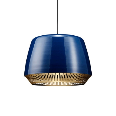 Urn Pendant Light Modernism Metal 1 Head Blue Ceiling Suspension Lamp, 12