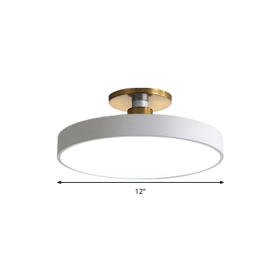 White Disk Flush Mount Lamp Modern Acrylic 12