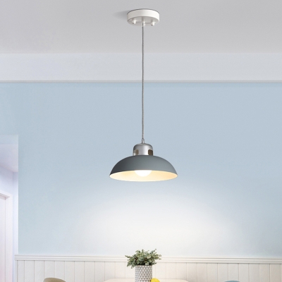 1 Head Domed Pendant Lighting Contemporary Metal Ceiling Hanging Light in Grey/Black for Dining Room