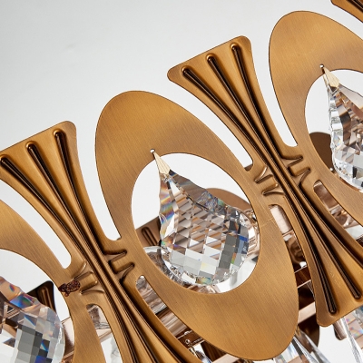 12 Heads Drum Hanging Ceiling Light Postmodern Gold Crystal Block Chandelier Lamp