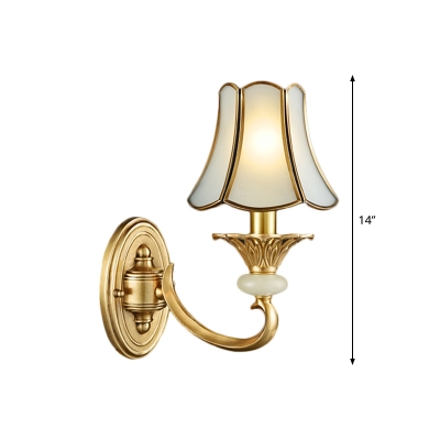 Bell Metal Wall Sconce Traditional 1/2 Bulbs Living Room Wall Mounted Light Fixture in Brass