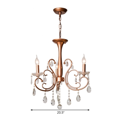 Candle-Style Kitchen Chandelier Rural Style Crystal 3/6/8 Lights Brass Pendant Light Fixture
