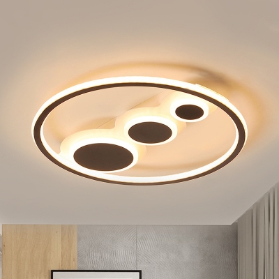 Circle Acrylic Flush Light Fixture Modernism Coffee 18.5