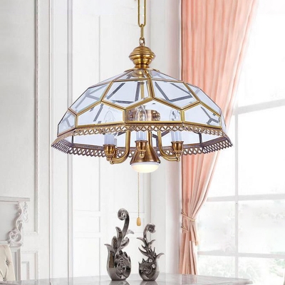 Colonial Dome Hanging Pendant 7 Heads Clear Glass Chandelier Lighting Fixture for Dining Room