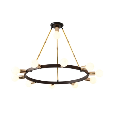Contemporary Bubble Ceiling Chandelier Opal Frosted Glass 11 Heads Hanging Pendant Light in Black