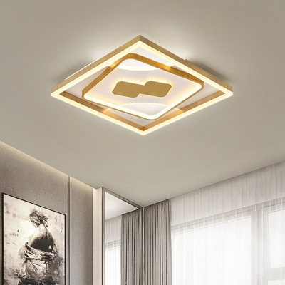Diamond Flush Mount Light Postmodern Acrylic Gold LED Ceiling Fixture in Warm/White Light, 16