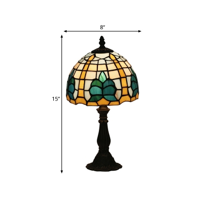 Dome Task Light 1 Head Multicolored Stained Glass Tiffany Standing Lamp in Blue for Bedroom