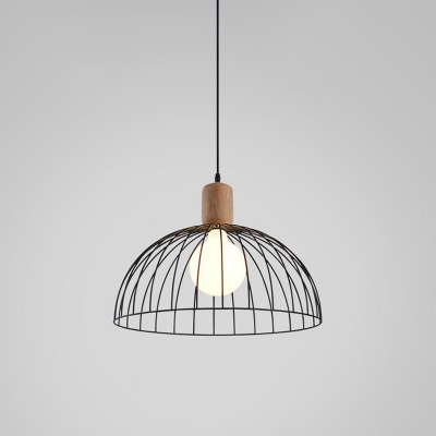 Domed Pendant Lighting Fixture Modern Style Metal 1 Light Dining Room Hanging Lamp Kit in Black