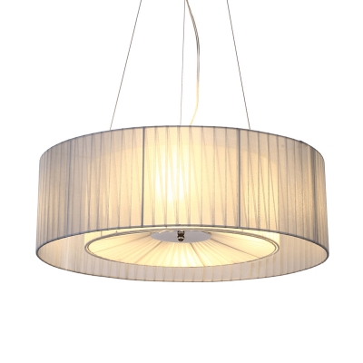 Fabric Two Layered Chandelier Lamp Contemporary 4 Lights Suspension Pendant Light in Light Blue
