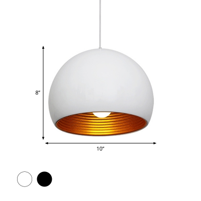Global Ceiling Light Nordic Metal 1 Head Black/White Suspended Lighting Fixture, 10