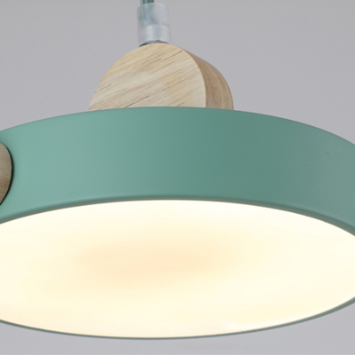 Green Round Suspension Lamp Minimalist 1 Light Metal Hanging Pendant Light for Dining Room
