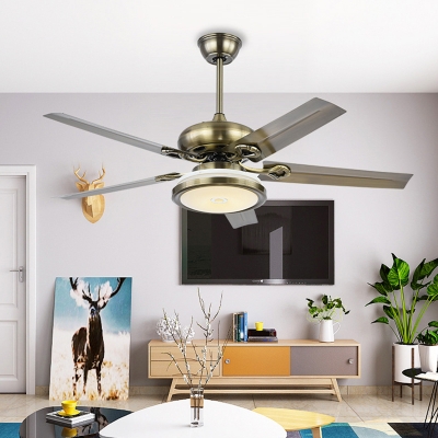 Metal Silver Ceiling Fan Lighting Ring LED Traditionalist Semi Flush Mount Light Fixture for Living Room