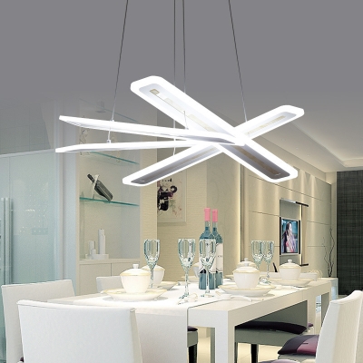 Minimalist Crossed Chandelier Light Acrylic Dining Room LED Ceiling Pendant Light in Warm/White Light