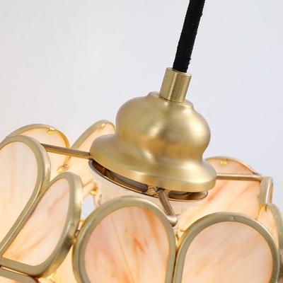 Pink/Clear/Light Pink Glass Floral Ball Sconce Light Modernist 1 Bulb Brass Finish Wall Mount Lamp